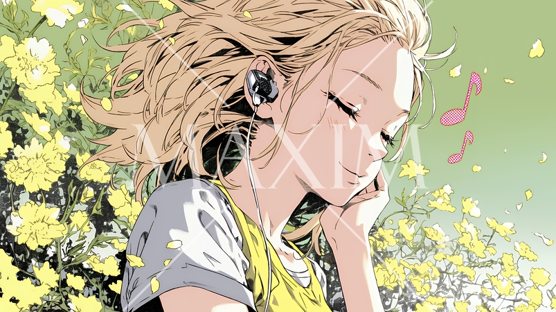 口笛を吹いている若い女性