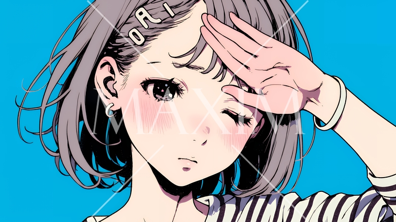 額に手を当てて「困ったな」ポーズをしている若い女性