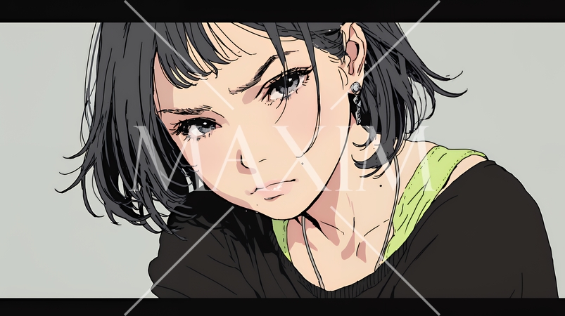 嫉妬の表情を浮かべる若い女性