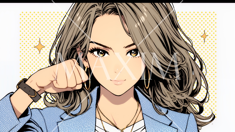 ガッツポーズ（拳を握って力強く）をしているビジネスウーマン