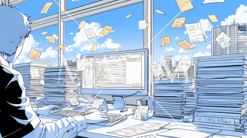 丁寧に書類を仕分けるビジネスパーソン