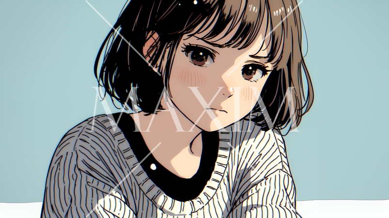 戸惑いの表情の若い女性：困惑した微妙な感情を浮かべた女性