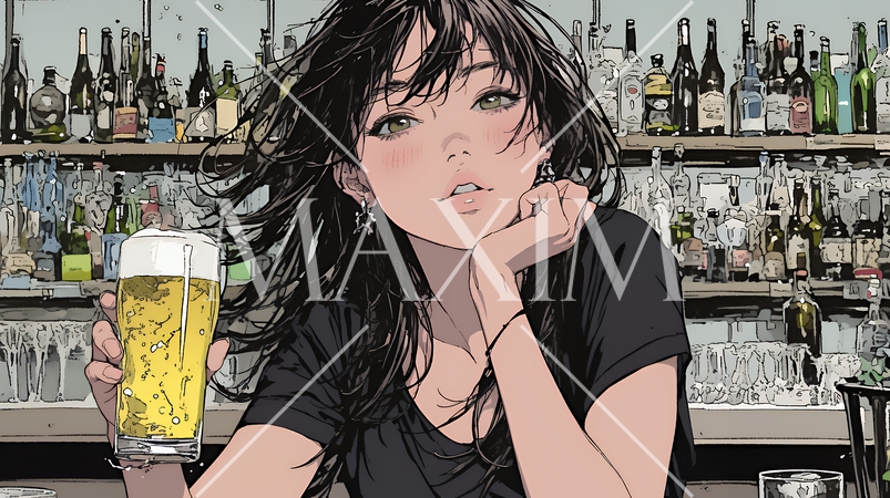 ビールを飲んでいる女性