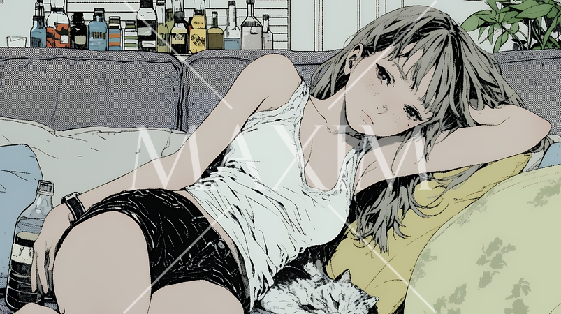 家で一人で酒を飲んで酔いつぶれた女性