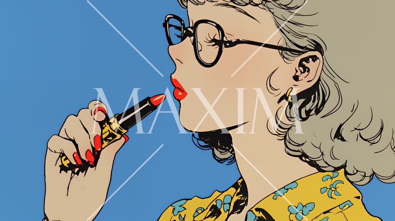 化粧をしている（口紅をつけている）若い女性