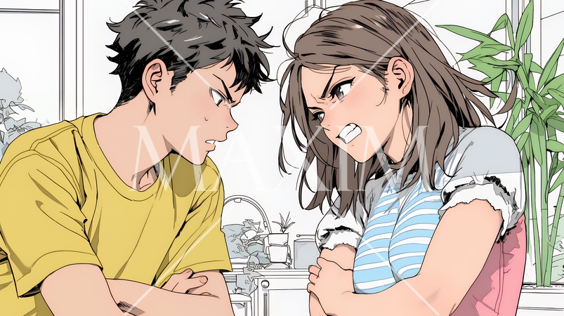 口論している若いカップル（夫婦）