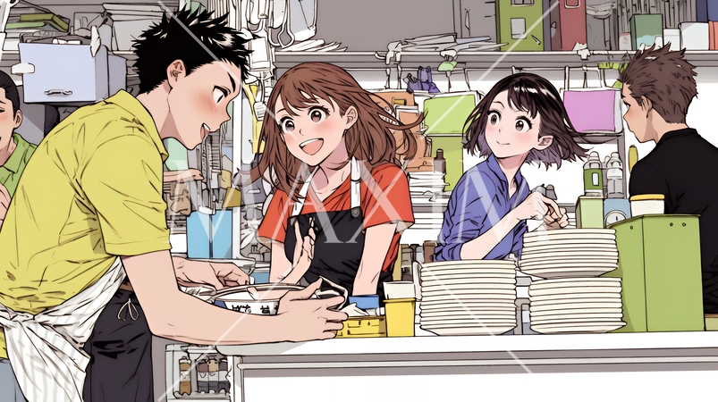 日本風ファストフード店：屋台、立ち食い屋、かくうち