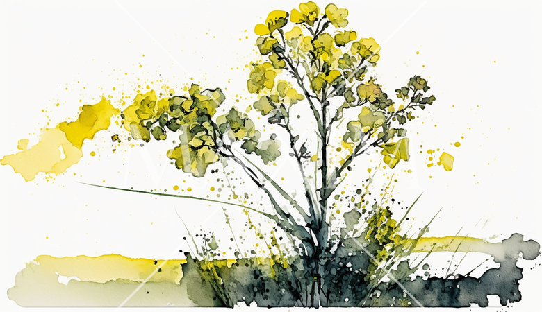 菜の花（油菜）の水彩画