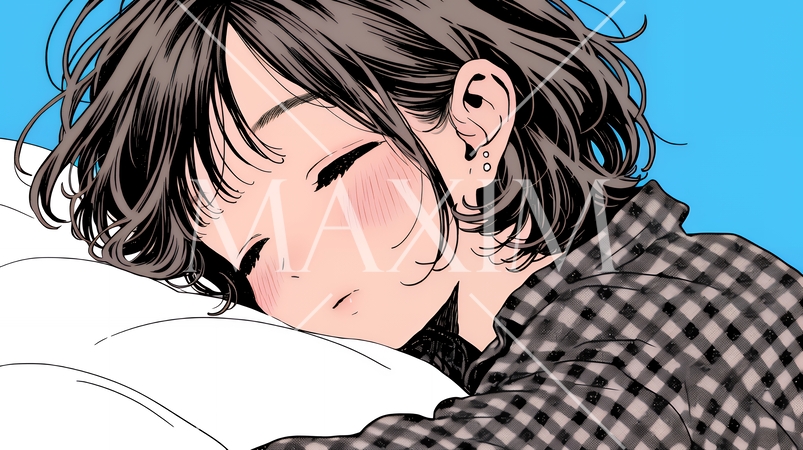 幸せそうな寝顔で眠っている若い女性