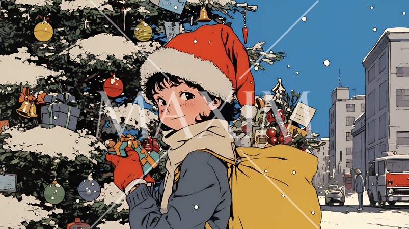 クリスマスツリーと少女