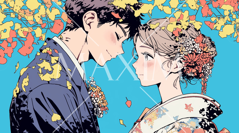 紅葉の中の結婚式
