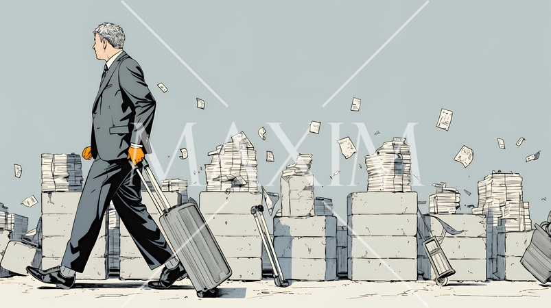 コンクリートブロックを積み上げているビジネスマン：計画の段階的積み重ねの比喩