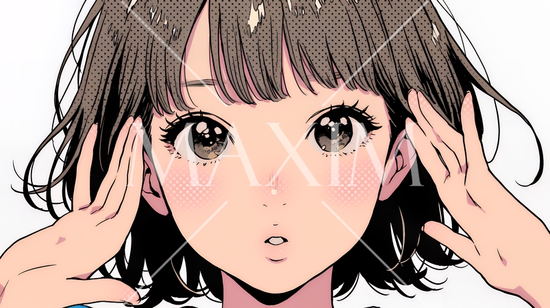 驚愕して息を呑み、目を見開いたまま口をぽかんとする若い女性