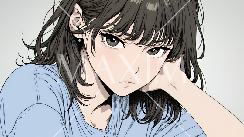 イライラした表情で口をとがらせて舌打ちをしている若い女性