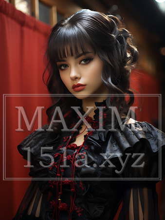 ゴシックロリータファッションの女性｜幻想的で美しいダークロマンティック・イラストポートレート（イラストID:3553849-18075）
