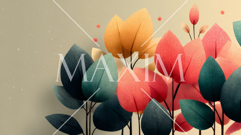 秋の紅葉の葉のフラットな背景画像