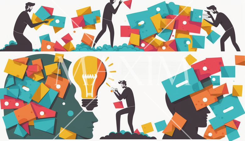 仕事の問題解決：問題解決のシーン、アイデアを出すプロセス。