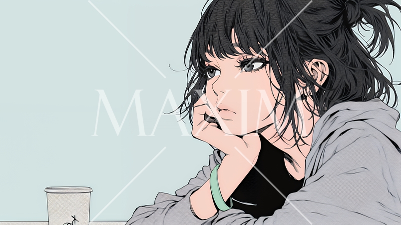 ため息をつく若い女性