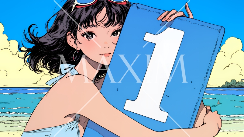 数字の「1」を掲げている若い女性