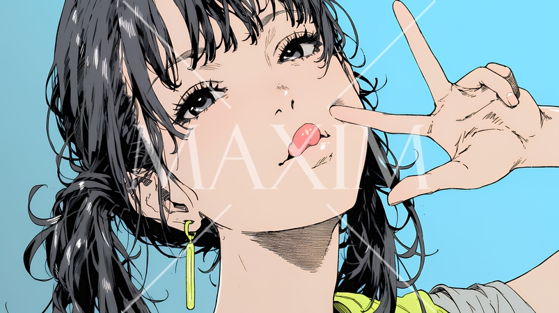 あっかんべー：舌を出して思いっきり相手を馬鹿にしている様子