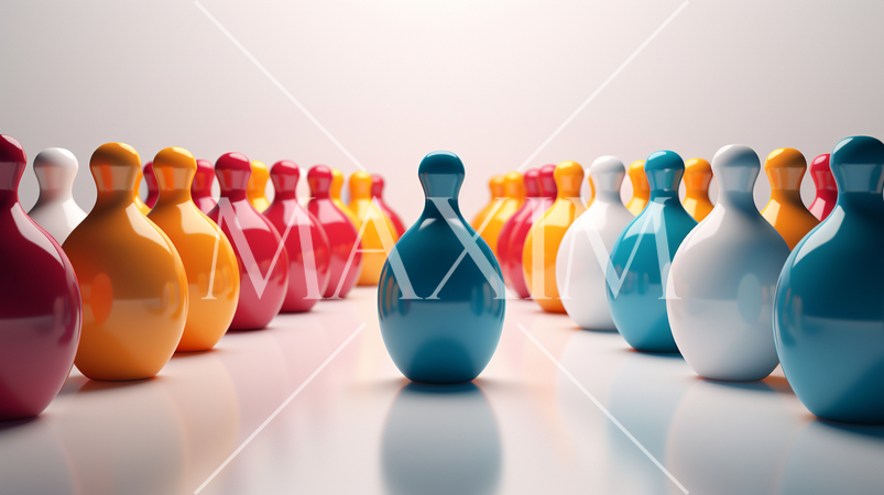 色とりどりのピカピカな陶器の整列