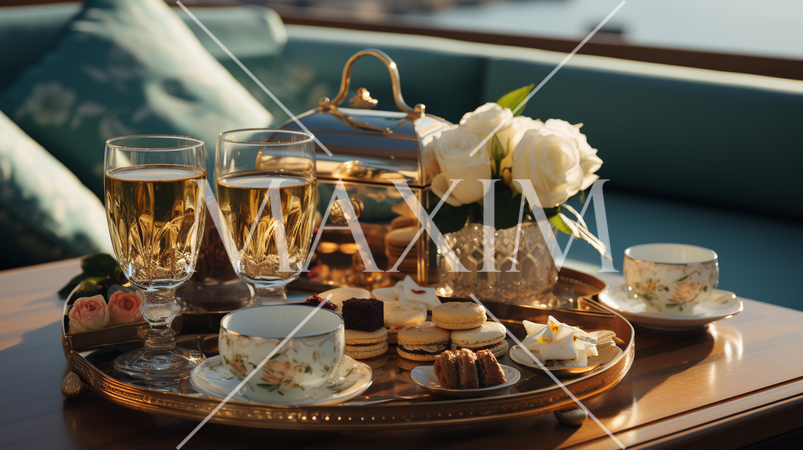 ラグジュアリーなラウンジでのティータイム