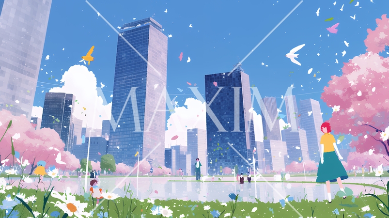 大都市のビル街（ポップでキュートな表現）