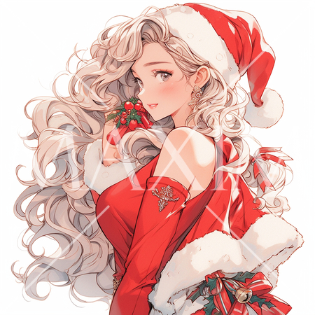 サンタクロースのコスプレをしている若い女性