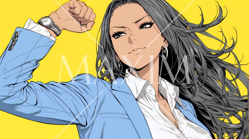 ガッツポーズ（拳を握って力強く）をしているビジネスウーマン