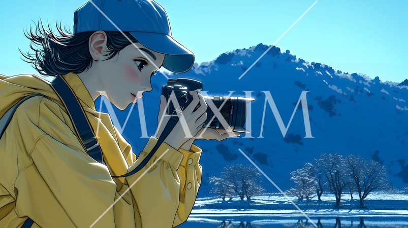 一人で撮影旅行に来ている若い女性