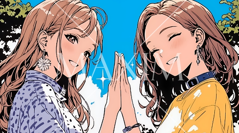 ハイタッチをしている仲の良い女友達たち