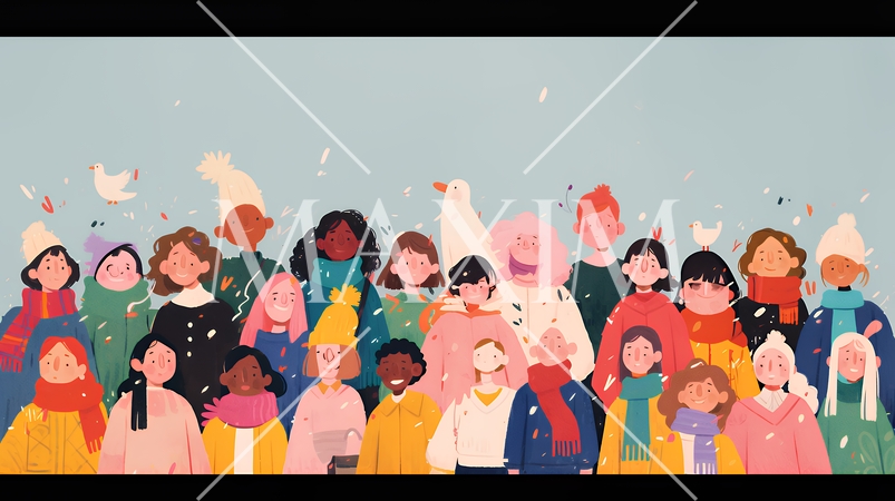 ダイバーシティ＆インクルージョン（多様性と包摂性）（シンプルな色使い）（POPな表現）