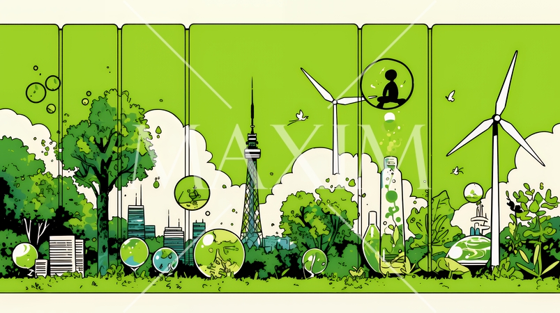 ESG経営とサステナビリティのビジネスコンセプト｜環境・社会・ガバナンスを表す企業向けイラスト