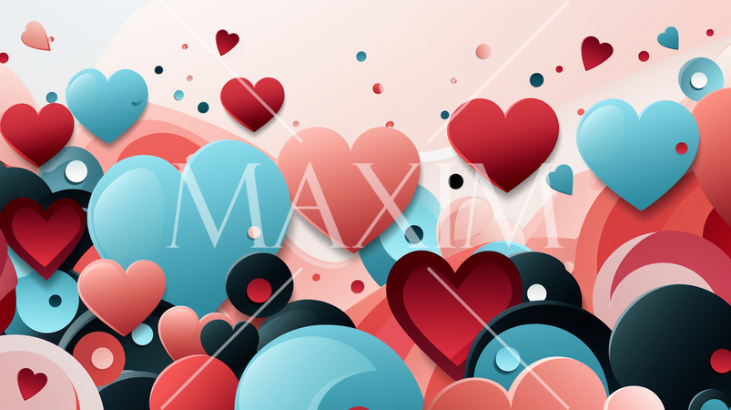 ハートがいっぱいのコピースペースのあるカラフルな背景