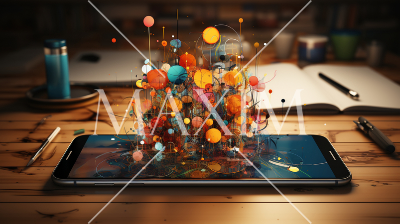 3次元ディスプレイのモバイルデバイスのデモ画面