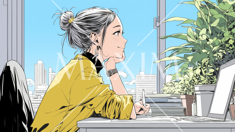 自宅からオンライン会議に参加している女性