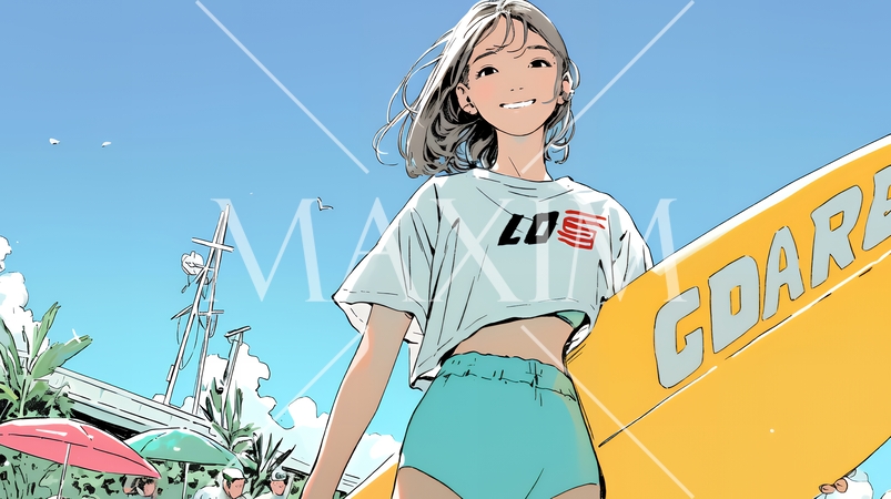 若い女性の海水浴場監視員（ライフガード）