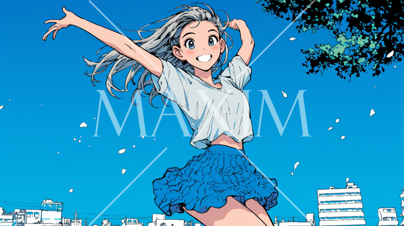 嬉しくて楽しくて飛び跳ねている若い女性