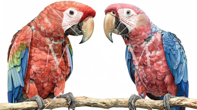 南国風イメージ（カラフルなつがいのオウム）
