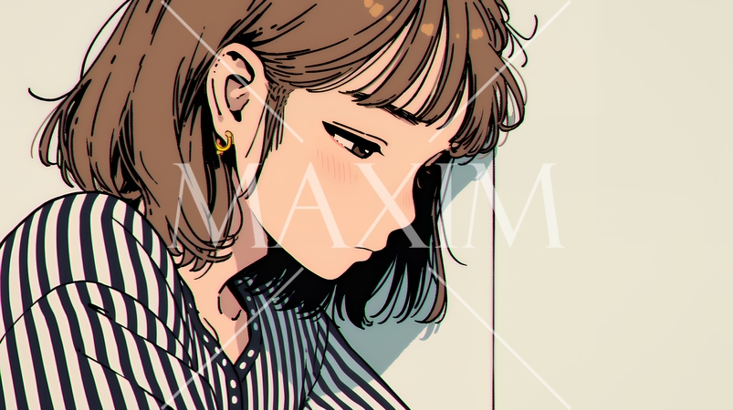 罪悪感に苛まれ、深く反省する若い女性