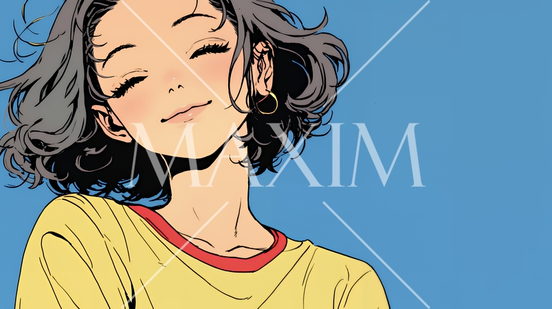 「うふふ」と微笑んでいる若い女性