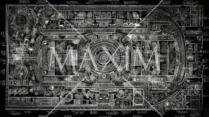 古代の壁画の背景：災害の様子を表したとされる（フェイク）