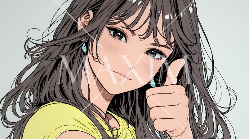 親指を立てて賛成の意思表示をしている若い女性