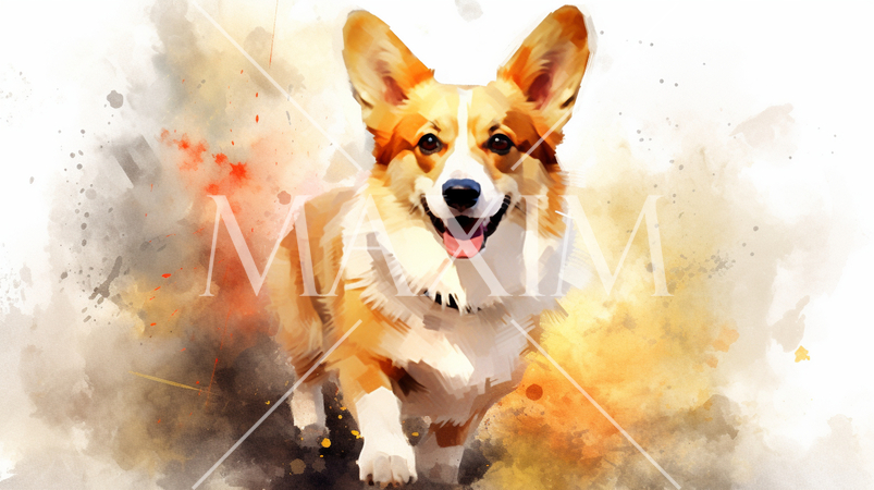 コーギー-水彩画