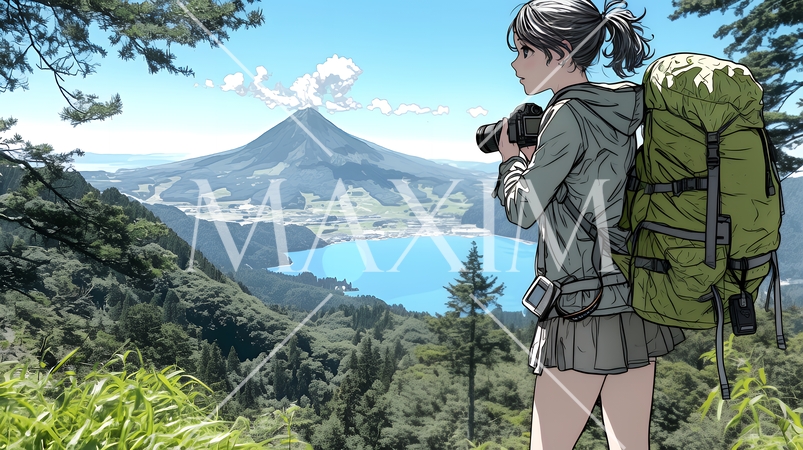 一人で撮影旅行に来ている若い女性