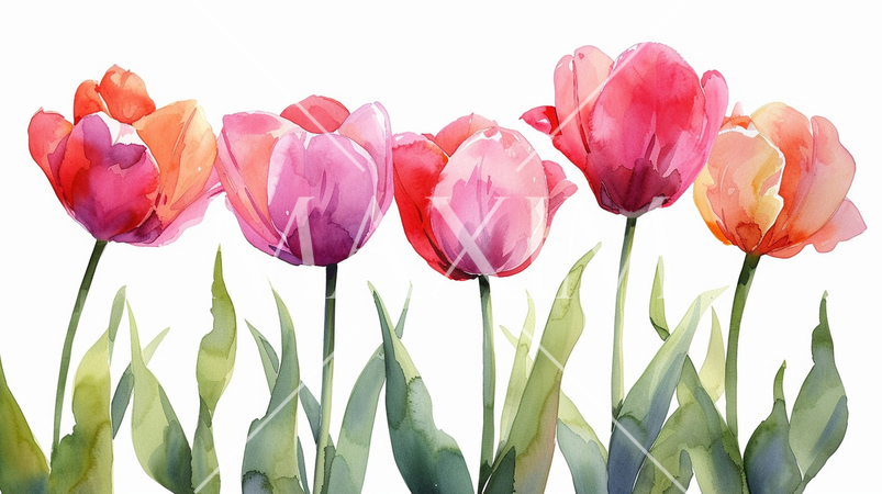 チューリップの花の水彩画