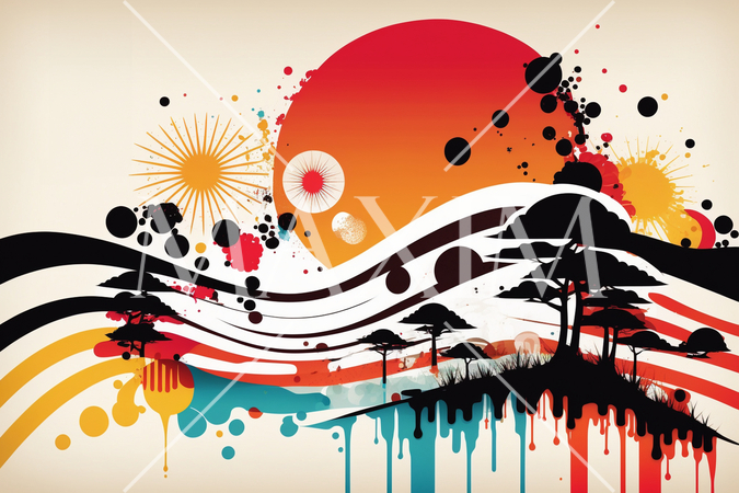 年賀状の図版：初日の出、梅、松、松竹梅