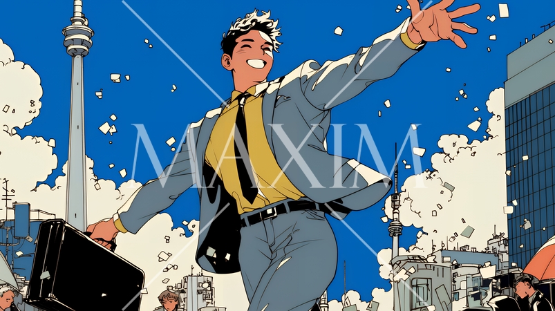 仕事が大成功で大喜びのビジネスパーソン