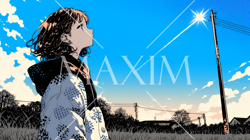 ぼんやり空を見上げている若い女性