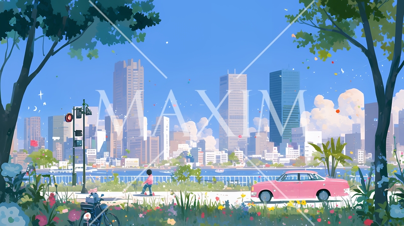 大都市のビル街（ポップでキュートな表現）